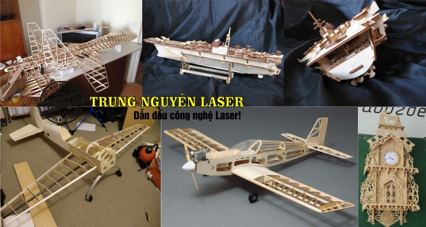 Cắt gỗ bằng laser để làm mô hình máy bay quân sự, mô hình tàu chiến, mô hình đồng hồ cổ