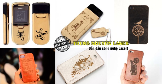 Khắc hoa văn, khắc ảnh, khắc logo, khắc chữ khắc tên, khắc thư pháp lên bao da điện thoại
