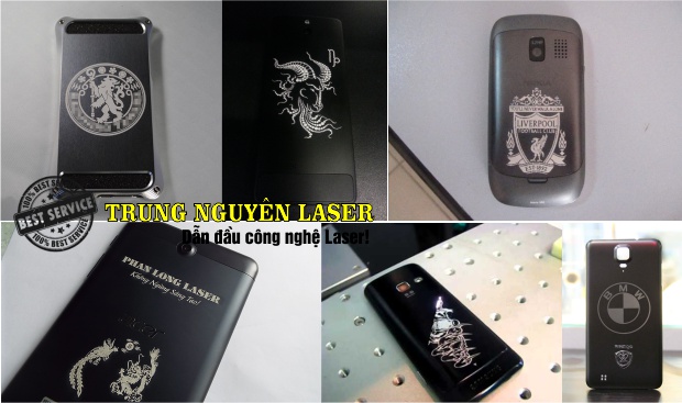 Khắc laser lên ốp lưng điện thoại, khắc bao da điện thoại, khắc viền điền thoại, khắc mặt sau điện thoại