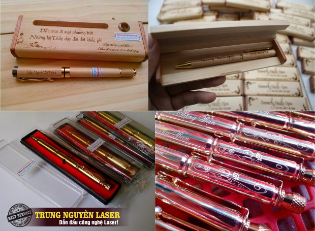 Khắc chữ, khắc tên, khắc logo hoa văn, khắc thư pháp lên bút viết bằng laser tại Hà Nội và Sài Gòn